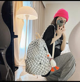 Plaid Women Backpack School Bag Large Capacity Waterproof Travel Backpack