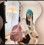 Plaid Women Backpack School Bag Large Capacity Waterproof Travel Backpack