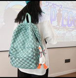 Plaid Women Backpack School Bag Large Capacity Waterproof Travel Backpack