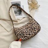 Leopard Print Retro Plaid Shoulder Bag for Women