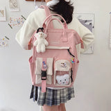Nylon School Bags for Girls Laptop Backpack Women Travel Shoulder