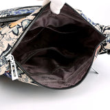 Waterproof Nylon Shoulder Bag Floral Travel Purse Multi-pocket Zipper Messenger