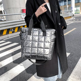Nylon Shoulder Side Bag Soft Padded Woman Handbag Quilted Short Handle