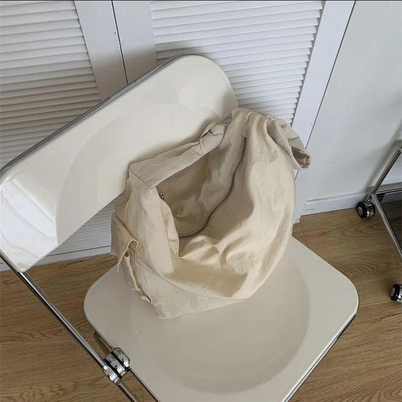 Nylon Shoulder Strap Knotted Retro Large-capacity Woman Shopping Dumpling Bag