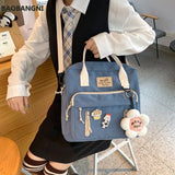 Pink Nylon School Bags for Teenage Girls Women Backpacks