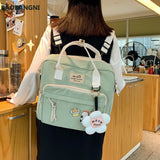 Pink Nylon School Bags for Teenage Girls Women Backpacks