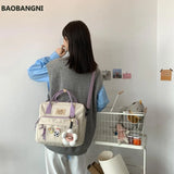 Pink Nylon School Bags for Teenage Girls Women Backpacks