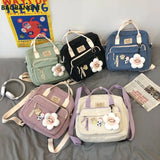 Pink Nylon School Bags for Teenage Girls Women Backpacks