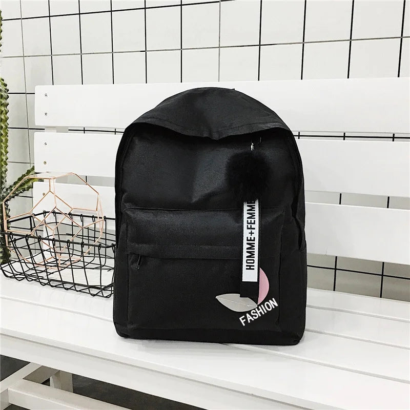 Small Fresh Leaf Print Schoolbag for Women, Nylon Student Backpack