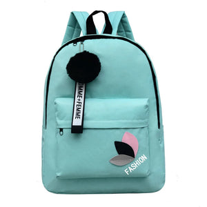 Small Fresh Leaf Print Schoolbag for Women, Nylon Student Backpack