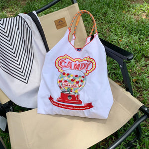 Embroidered Nylon Tote Bag for Women with Large Capacity