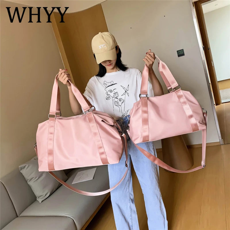 Waterproof Nylon Gym Shoulder Bag Large Pink Outdoor Sport Bags