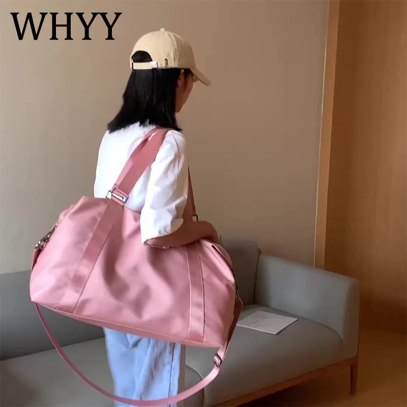 Waterproof Nylon Gym Shoulder Bag Large Pink Outdoor Sport Bags