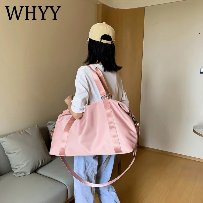 Waterproof Nylon Gym Shoulder Bag Large Pink Outdoor Sport Bags