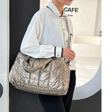 Nylon Bucket Shoulder Messenger Bag Women Winter Down Fabric