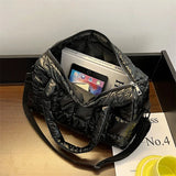 Nylon Bucket Shoulder Messenger Bag Women Winter Down Fabric
