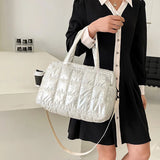 Nylon Bucket Shoulder Messenger Bag Women Winter Down Fabric