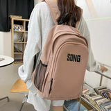 Nylon Waterproof Solid Women Backpack Harajuku Girls Shoulder Bags