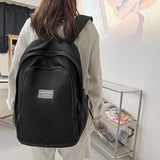 Nylon Waterproof Solid Women Backpack Harajuku Girls Shoulder Bags