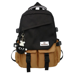 Nylon Waterproof Women Backpack College Style Schoolbag For Teenage Girls