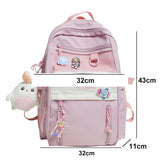 Nylon Waterproof Women Backpack College Style Pure Schoolbag For Teenage Girls