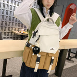 Nylon Waterproof Women Backpack College Style Schoolbag For Teenage Girls