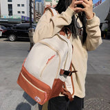 Nylon Waterproof Women Backpack Contrast Travel Backpack