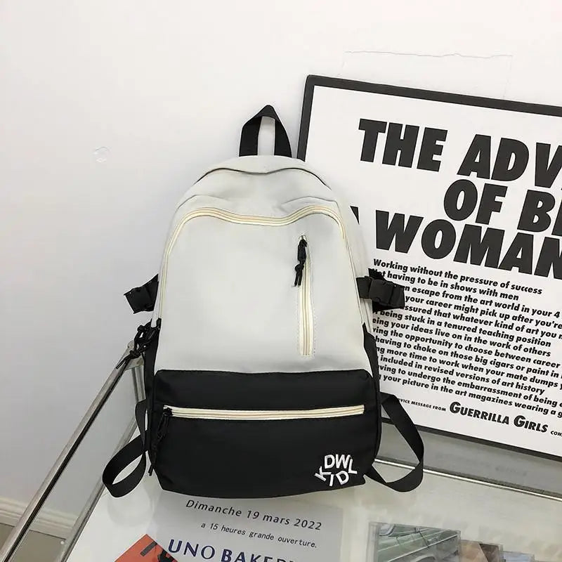 Nylon Waterproof Women Backpack Contrast Travel Backpack