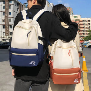 Nylon Waterproof Women Backpack Contrast Travel Backpack