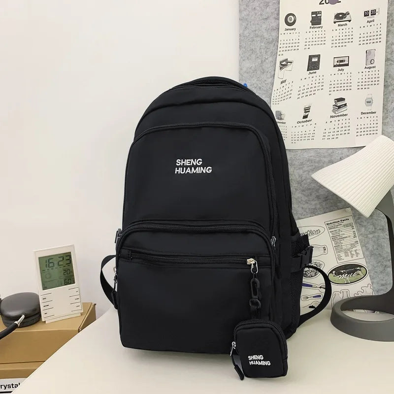 Waterproof Nylon Backpack for Teenage Girls Large Capacity Travel Bags