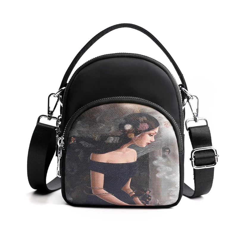 Nylon Canvas Handbags Mini Shoulder Bag Cell Phone Bags Casual Ladies Flap Bag