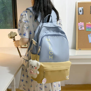 Nylon Women School Backpack Large Capacity Girls Travel Bag College Schoolbag