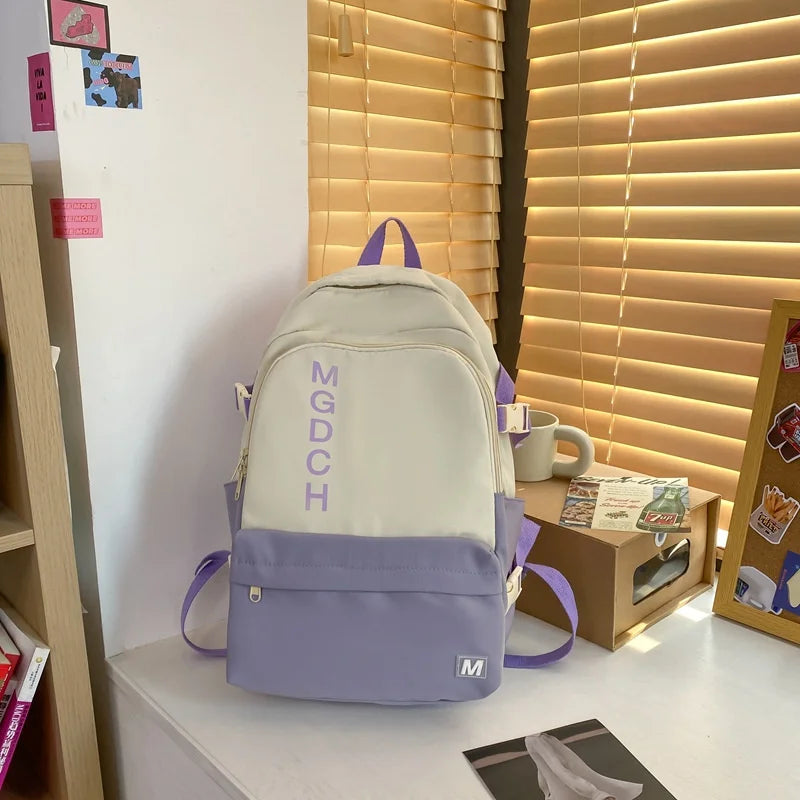 Nylon Women School Backpack Large Capacity Girls Travel Bag College Schoolbag