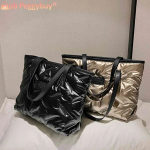 Nylon Women Shoulder Bags Large Capacity Top-handle Bags Soft Warm Zipper