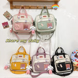 Nylon Shoulder Bags for Teen Girls Schoolbag Harajuku Student Tote Book Bags