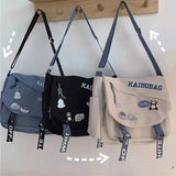 Nylon Waterproof Messenger Bag Large Capacity Vintage Punk Hip Hop Shoulder Bag