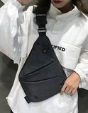Canvas Sling Chest Bag Anti Theft Solid Crossbody Bag