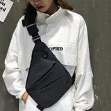 Canvas Sling Chest Bag Anti Theft Solid Crossbody Bag