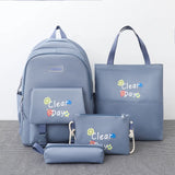5 Pcs Girl School Backpack Set Student Book Bag Shoulder Pencil Bag