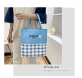 5pcs Plaid School Bags Set for Teenage Girls Women Backpack Book Bag Shoulder