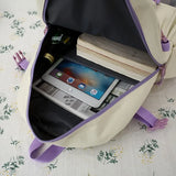 Canvas School Backpack Set Teen Girls Women College Laptop Bag
