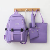 5pcs/set Purple School Bags for Teenage Girls Handbag Shoulder Bag Pencil Bag Se