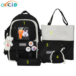 6pcs School Bags Teenage Girls Bookbag Handbag Shoulder Bag Student Laptop