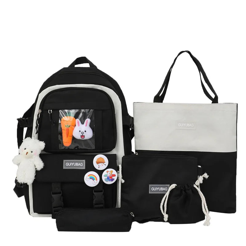 6pcs School Bags Teenage Girls Bookbag Handbag Shoulder Bag Student Laptop