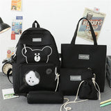6pcs School Bags Canvas Bookbag for Teenage Girls Women Backpack Kids College St