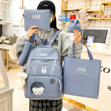 6pcs School Bags Canvas Bookbag for Teenage Girls Women Backpack Kids College St