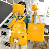 6pcs School Bags Canvas Bookbag for Teenage Girls Women Backpack Kids College St