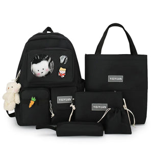 6pcs School Bags For Teenage Girls Kids College Student Laptop Backpack