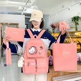 6pcs School Bags For Teenage Girls Kids College Student Laptop Backpack
