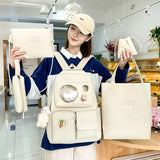 6pcs School Bags For Teenage Girls Kids College Student Laptop Backpack